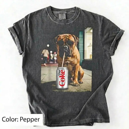 Dogs Drinking Diet Soda T-Shirt – Retro Golden Retriever Graphic Tee