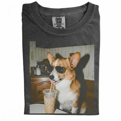 Dog Iced Coffee Tee – Vintage 90s Funny Edgy Dog Meme Shirt