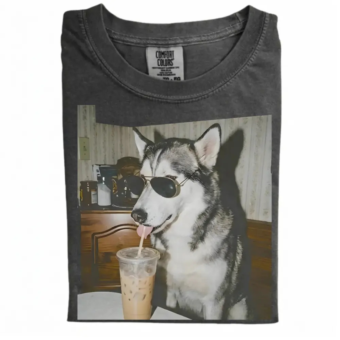 Dog Iced Coffee Tee – Vintage 90s Funny Edgy Dog Meme Shirt