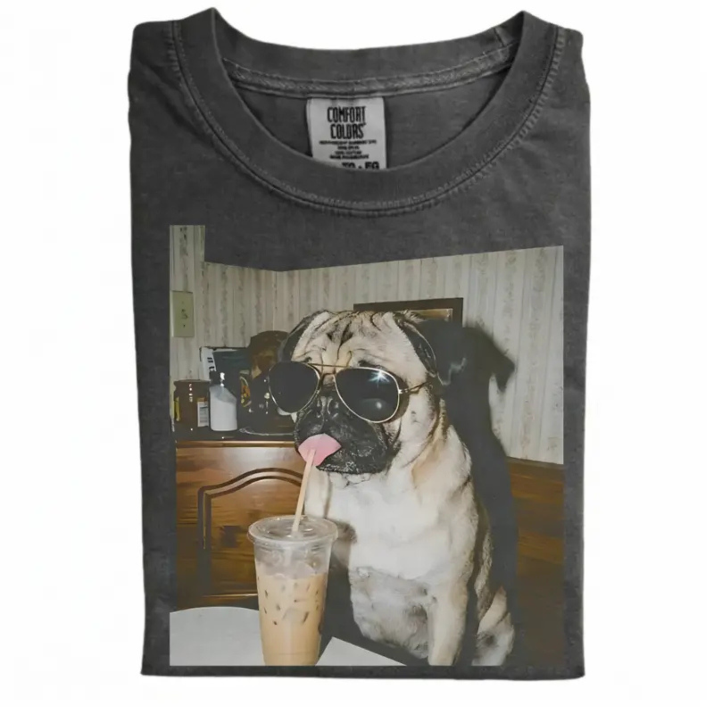Dog Iced Coffee Tee – Vintage 90s Funny Edgy Dog Meme Shirt