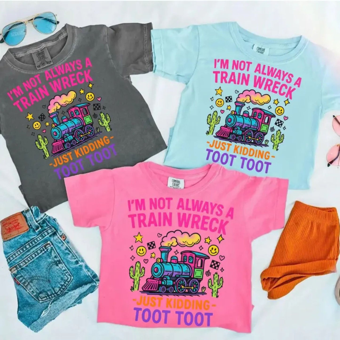 Hot Mess Funny Graphic T-Shirt – “I’m Not Always a Train Wreck” Humor Tee, Sarcastic Quote Shirt