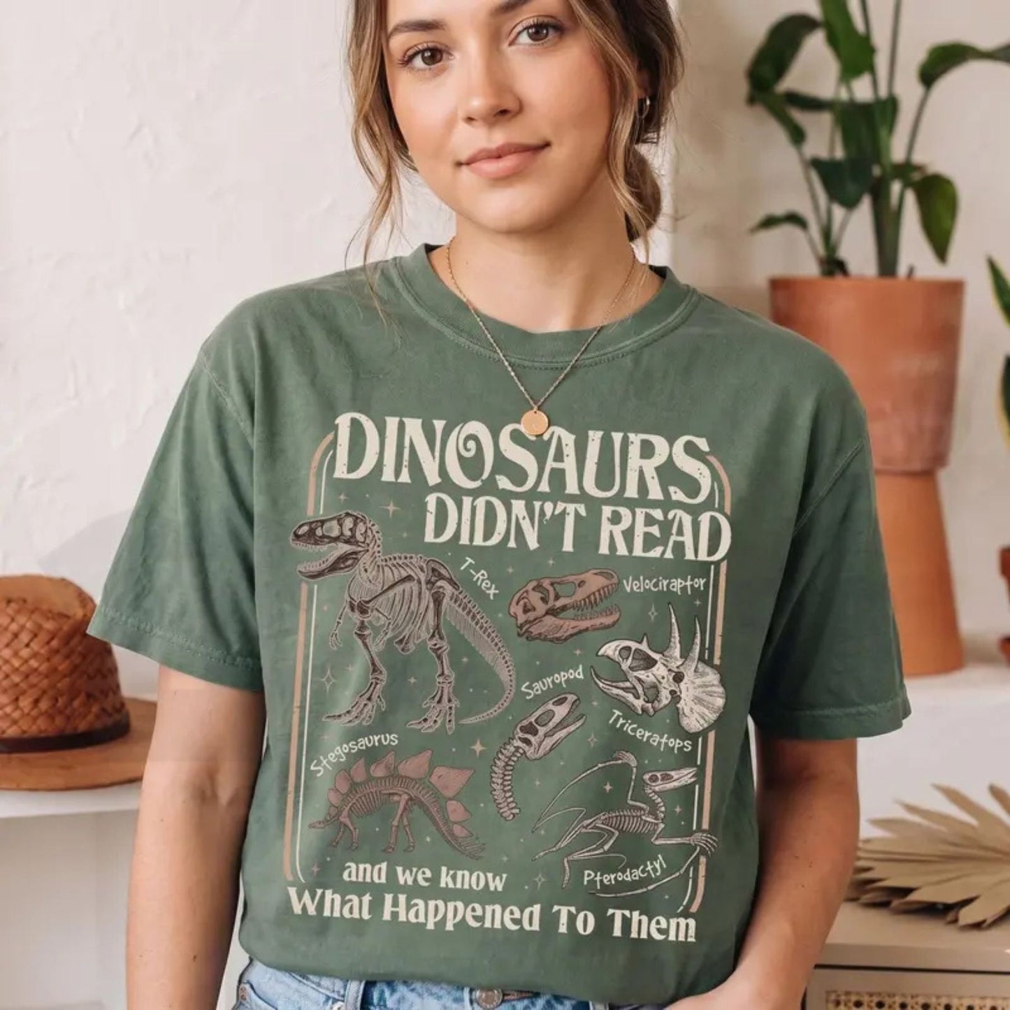 Dinosaurs Didn't Read Comfort Colors Shirt – Funny Teacher Literacy Graphic Tee