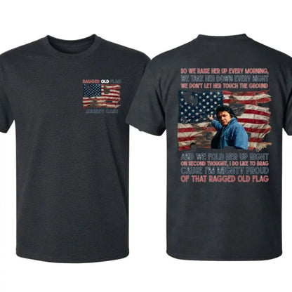 Ragged Old Flag T-Shirt – Vintage Patriotic Country Music Inspired Graphic Tee, Unisex Cotton Shirt