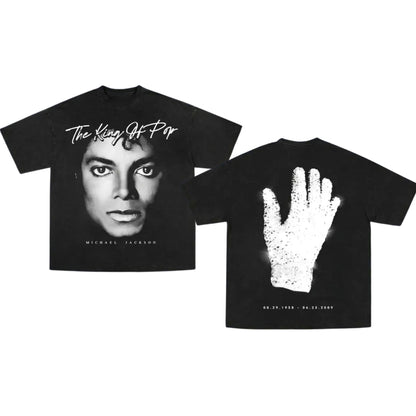 MJ Vintage Pop Music Graphic T-Shirt – Classic King of Pop Retro Tee, Premium 100% Cotton 80s Music Icon Top, Made in USA