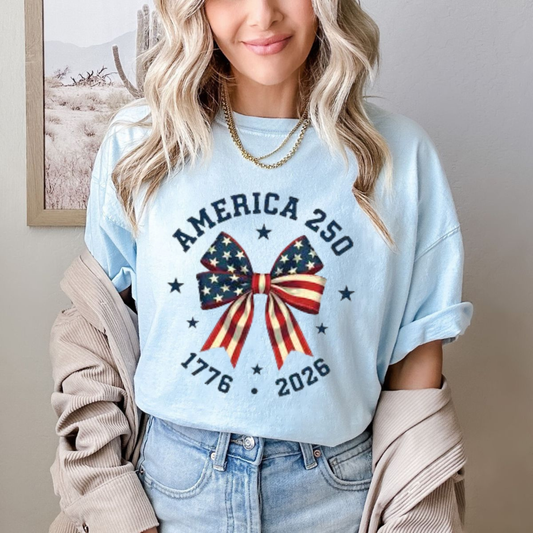 2026 America 250th Anniversary Bow T-Shirt - Dogmomhat