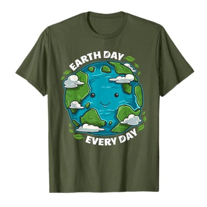 "Earth Day Every Day" T-Shirt – Cute Eco-Friendly Graphic Tee, Sustainable Unisex Cotton Nature Shirt