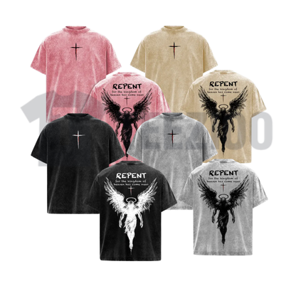 Vintage "Repent" Christian T-Shirt – Retro Gothic Cross Graphic Tee