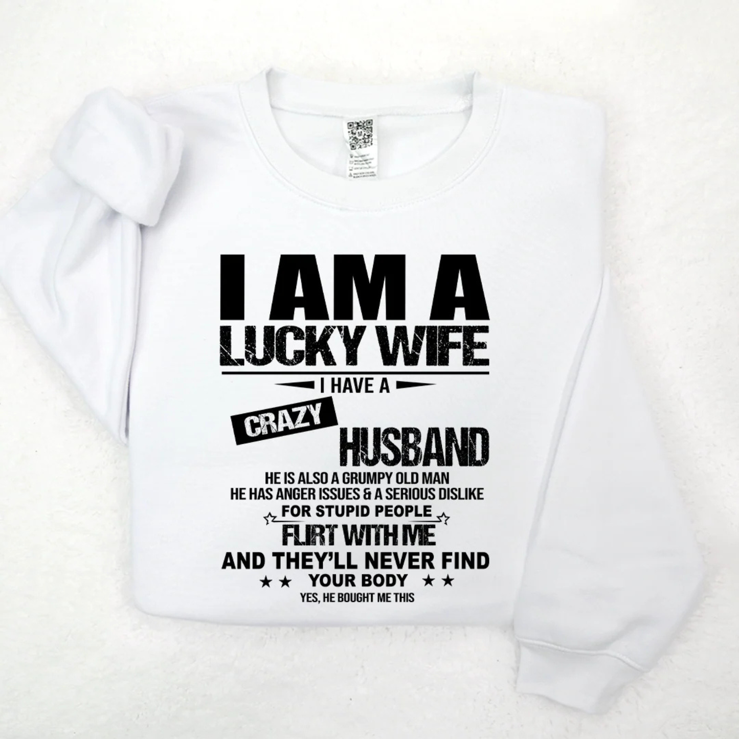 "I Am A Lucky Wife" Bold Lettering Pullover – Trendy Aesthetic Sweatshirt
