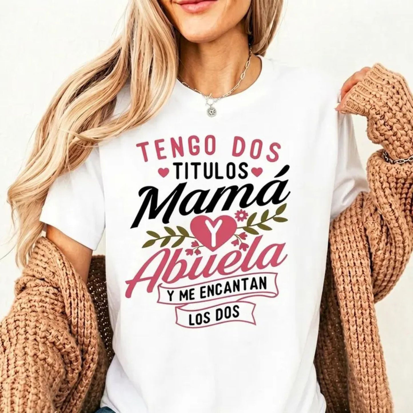 "Mom and Grandma" Two Titles Family Heritage T-Shirt – Elegant Motherhood Statement Top, Sweet Multi-Generational Matriarch Tee