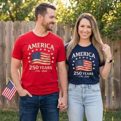"USA 250th Anniversary" Vintage 1776–2026 T-Shirt – Semiquincentennial Patriotic Graphic Top, Commemorative Americana Heritage Tee
