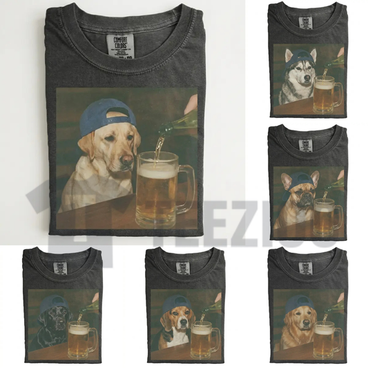 Dog Beer Tee – Vintage 90s Edgy Dog Meme Shirt