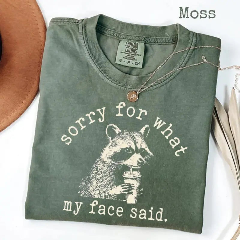 Funny Raccoon T-Shirt – "Sorry For What My Face Said" Meme Tee