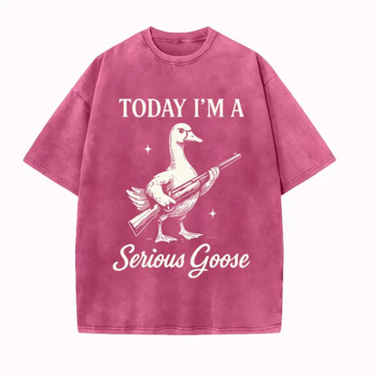 Serious Goose Graphic T-Shirt – Quirky Animal Art & Funny Slogan Tee, Premium Washed Cotton Standout Casual Wear for Men & Women