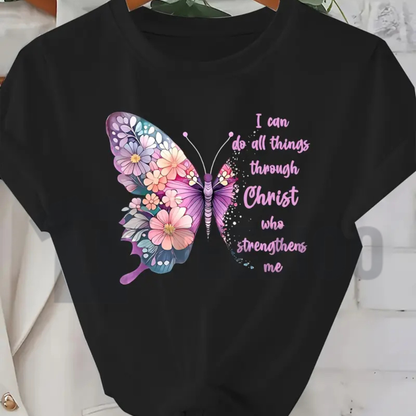 "I Can Do All Things Through Christ" Butterfly T-Shirt