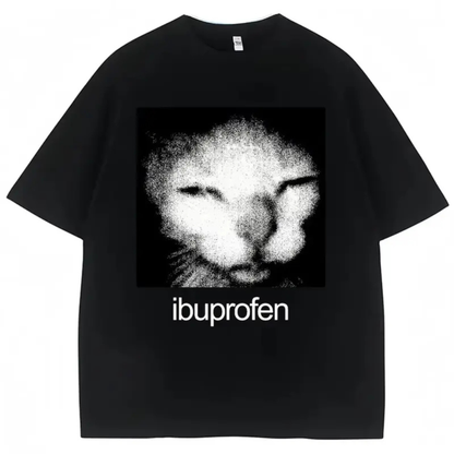 "Ibuprofen Cat" Retro Distressed Tee – Sarcastic Pet Humor Shirt