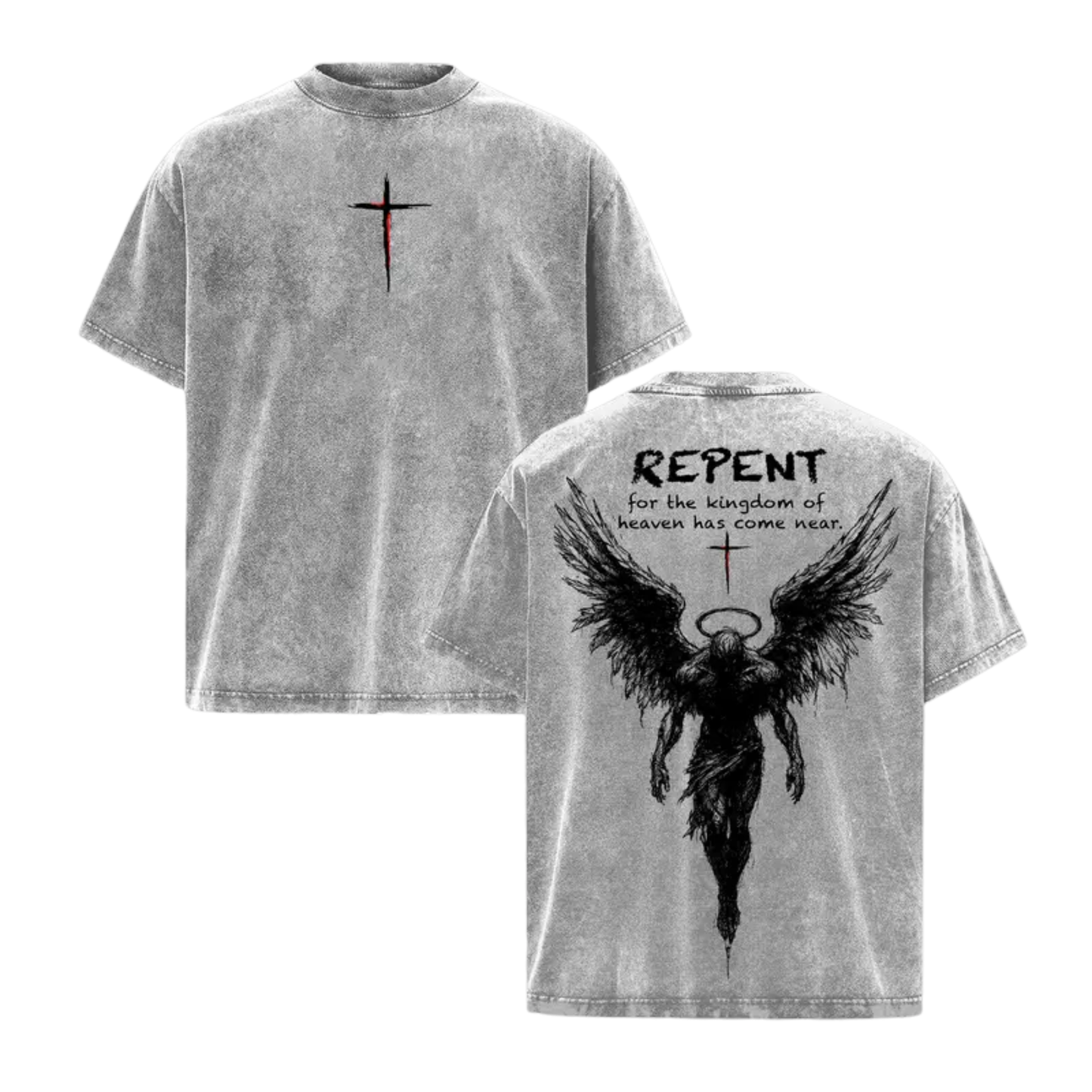 Vintage "Repent" Christian T-Shirt – Retro Gothic Cross Graphic Tee