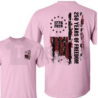 Double-Sided USA 250th Anniversary T-Shirt – Vintage 1776-2026 Patriotic Flag Tee, Semiquincentennial Milestone Graphic Shirt