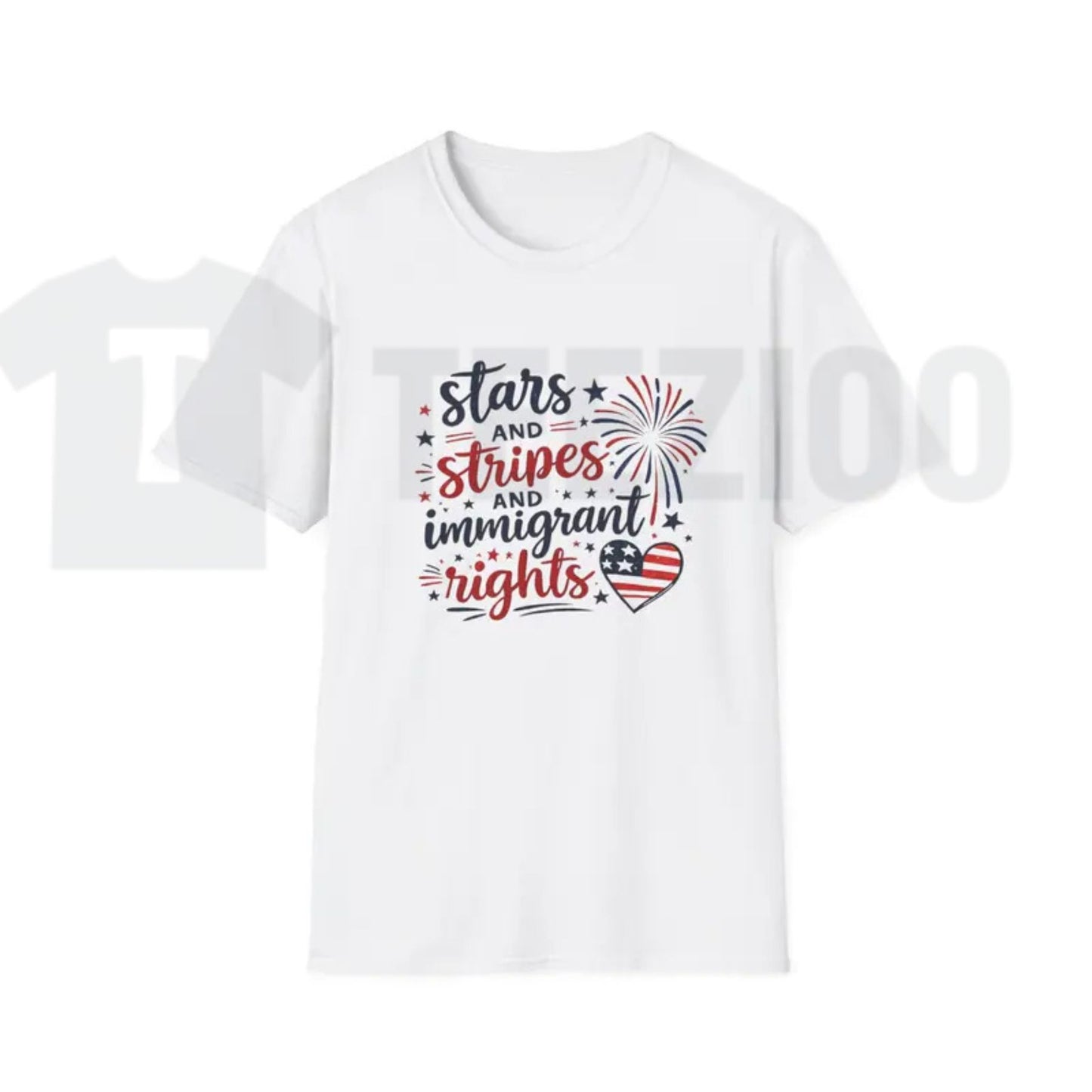 Stars and Stripes Immigrant Rights Patriotic 4th of July T-Shirt