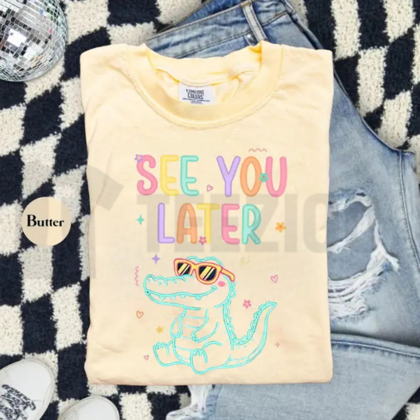 Funny Teacher Alligator T-Shirt – “See You Later” Retro Summer Tee, End of School Shirt