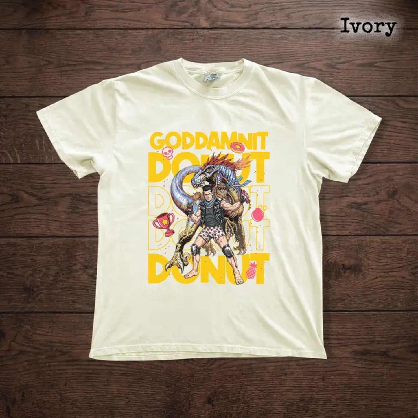 Comfort Colors Goddamnit Donut T-Shirt – Funny Sci-Fi Action Graphic Tee, Vintage Humor Shirt for Men & Women