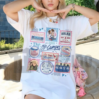 Briar U Hockey Stamps T-Shirt – Retro Off-Campus Romance Graphic Tee
