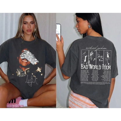 Michael Jackson 1980s Concert Shirt – Retro Distressed 2-Sided Tour Tee