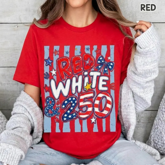 250th Anniversary T-Shirt – Preppy Red White and 250 Comfort Colors® Tee