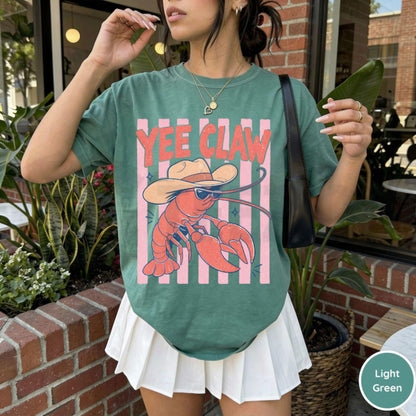 Lobster Cowboy Comfort Colors Shirt – Funny Yee Claw Coastal Cowgirl Tee