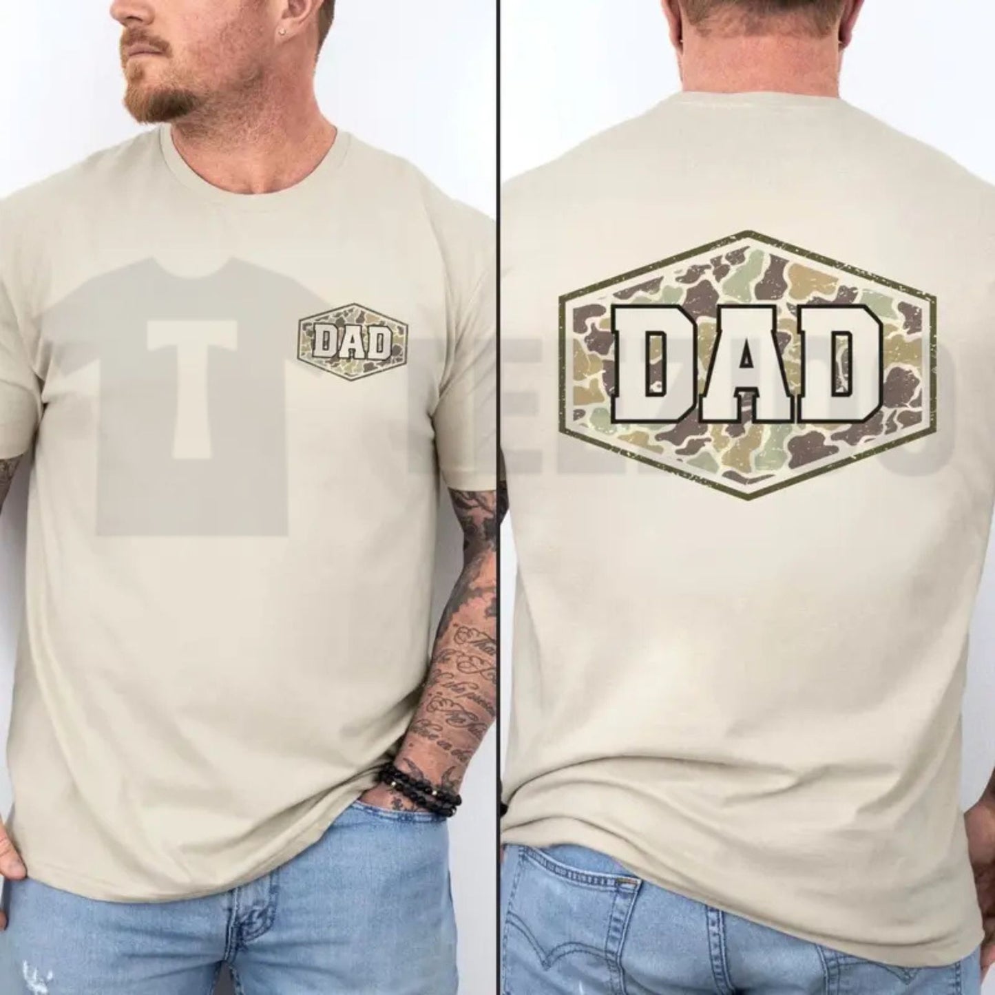 Camouflage Dad Comfort Colors Shirt – Retro Varsity Duck Camo Father’s Day Tee