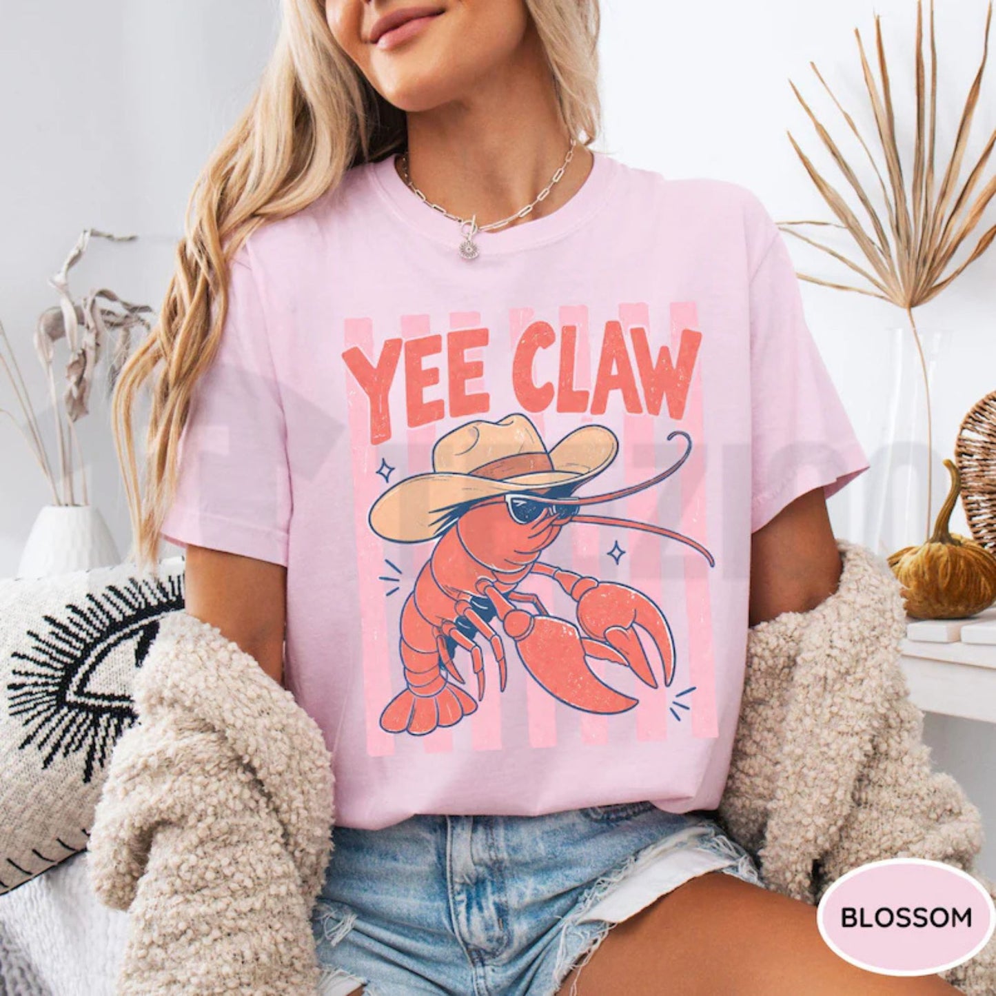 Lobster Cowboy Comfort Colors Shirt – Funny Yee Claw Coastal Cowgirl Tee