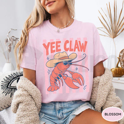 Lobster Cowboy Comfort Colors Shirt – Funny Yee Claw Coastal Cowgirl Tee
