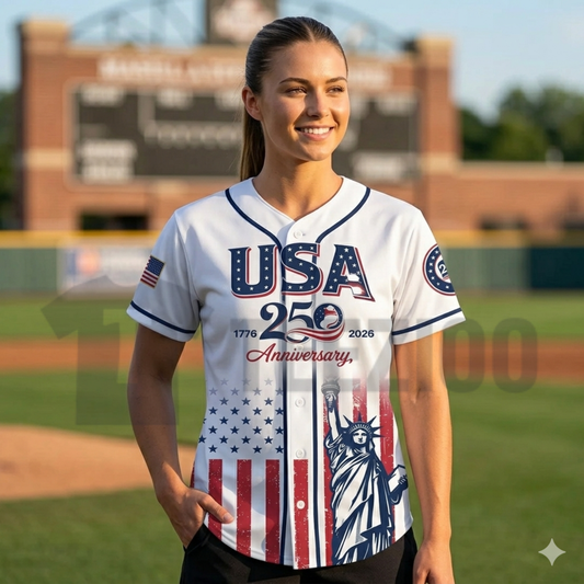 USA 250th Anniversary Baseball Jersey – 1776-2026 Semiquincentennial Button-Up Shirt