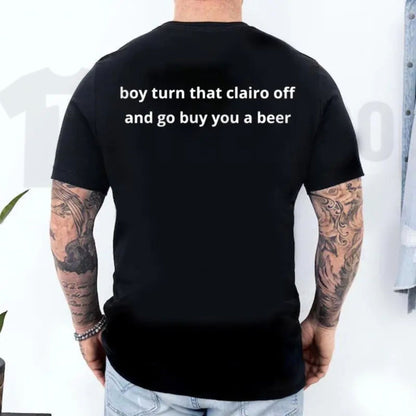 Funny Clairo Meme T-Shirt – Retro Boy Turn That Clairo Off Graphic Tee, Indie Alternative Music Fan Urban Shirt