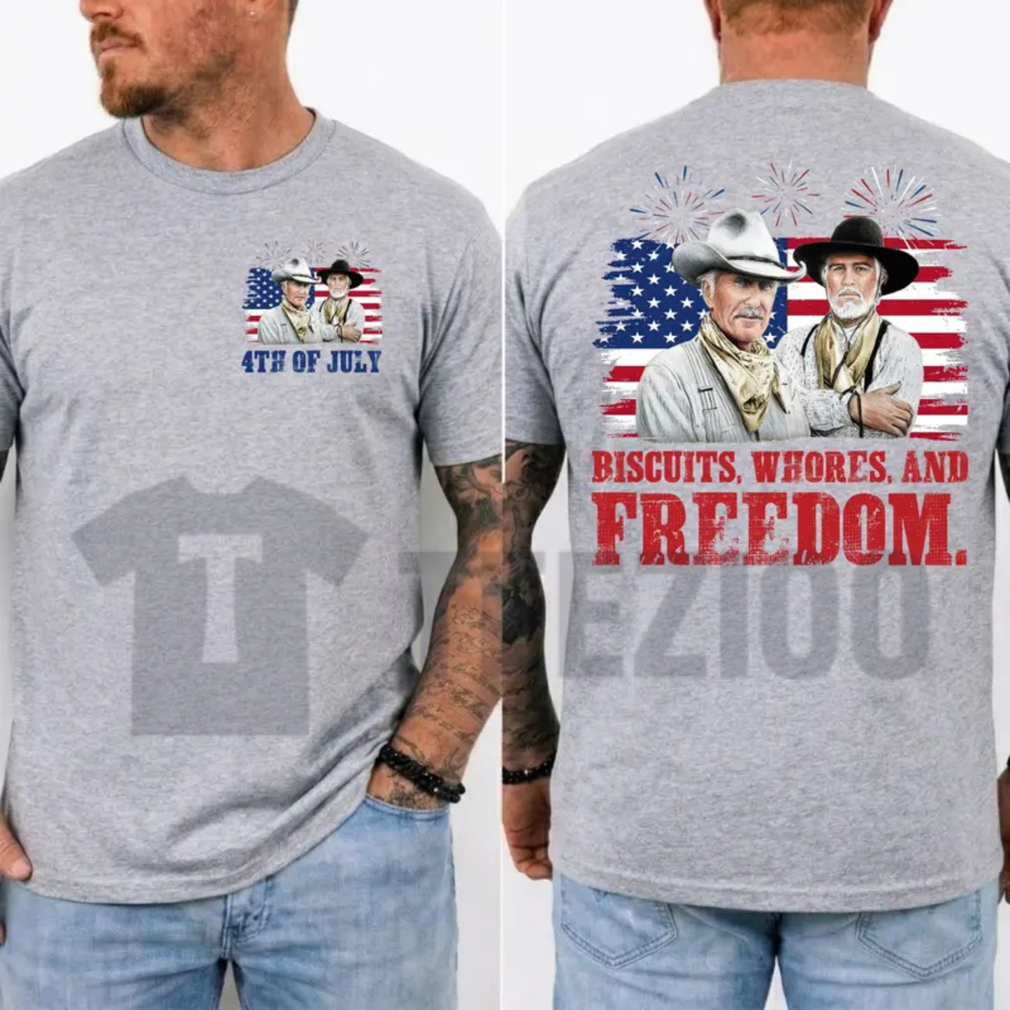 Vintage "Biscuits and Whores" T-Shirt –  4th of July Western Graphic Tee