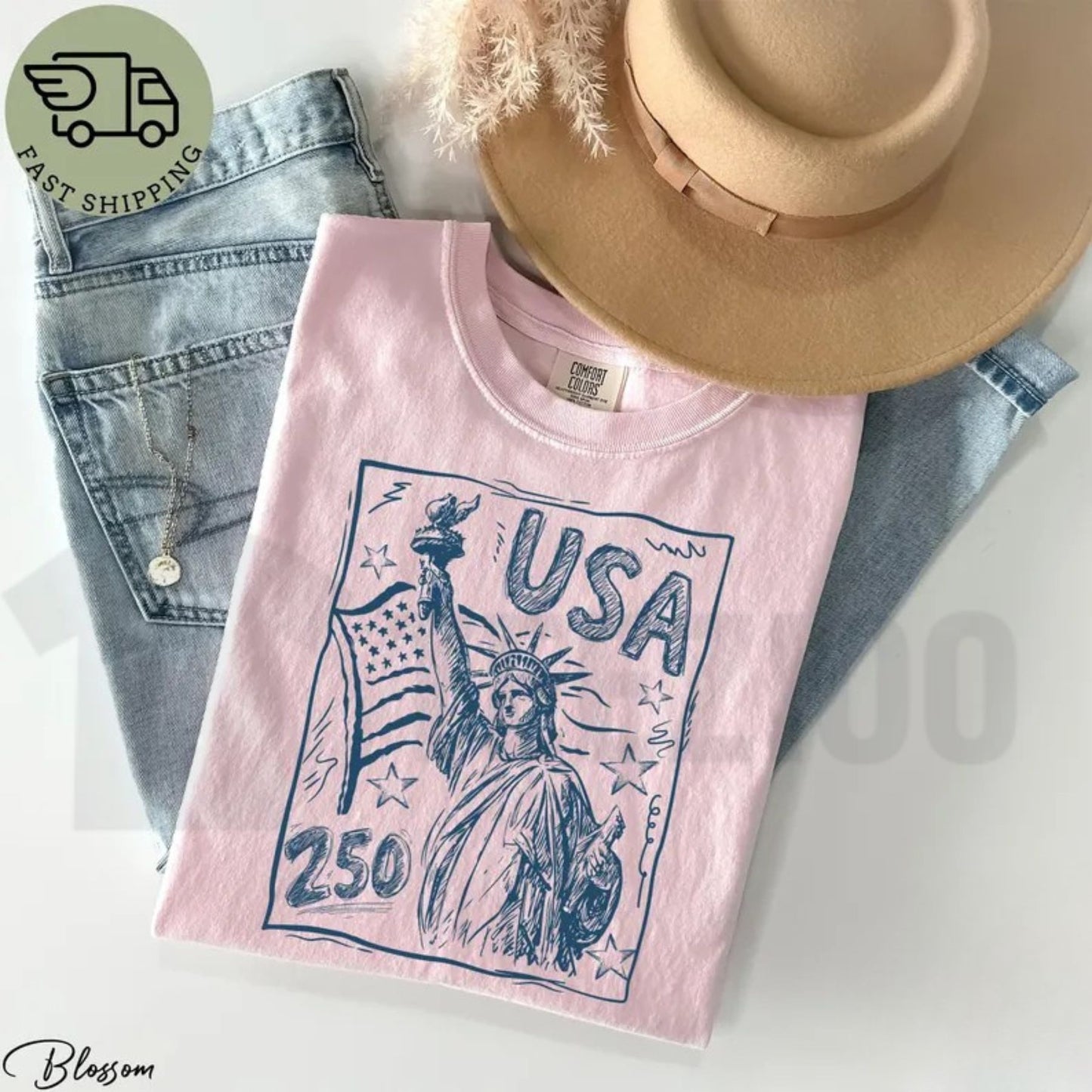 Statue of Liberty USA 250 Comfort Colors Shirt – Retro Patriotic 4th of July Tee