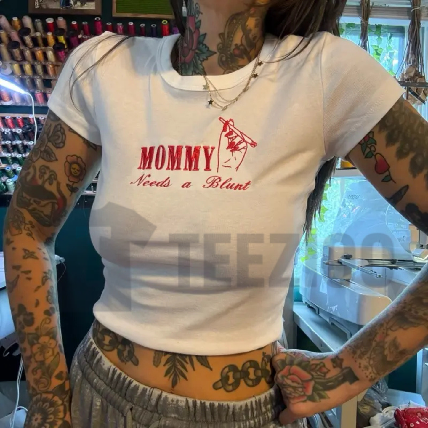 Cannamom Club Embroidered Tee