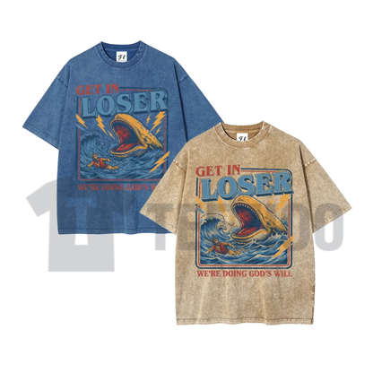 Jonah and the Whale T-Shirt – Retro "Get In Loser" Christian Graphic Tee