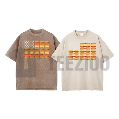 July 4th Hot Dog T-Shirt – Retro American Flag Patriotic Summer BBQ Tee