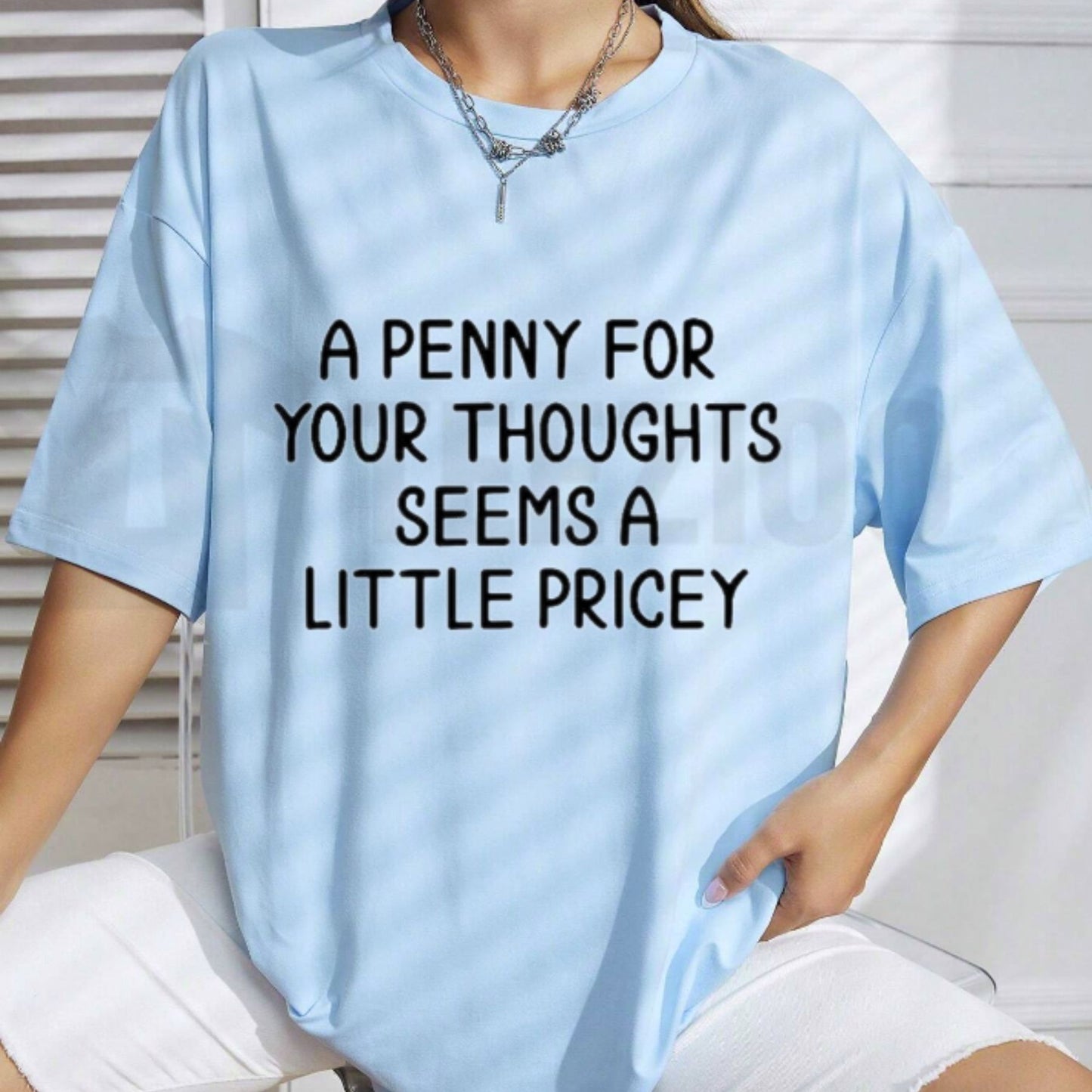Funny Sarcastic Wordplay T-Shirt – A Penny For Your Thoughts Introvert Humor Tee, Witty Graphic Shirt