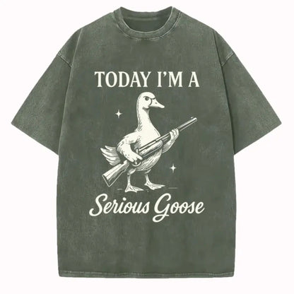 Serious Goose Graphic T-Shirt – Quirky Animal Art & Funny Slogan Tee, Premium Washed Cotton Standout Casual Wear for Men & Women
