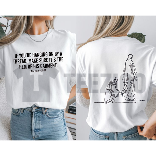 "Hang By The Hem Of His Garment" Christian T-Shirt – Vintage Bible Verse Graphic Tee