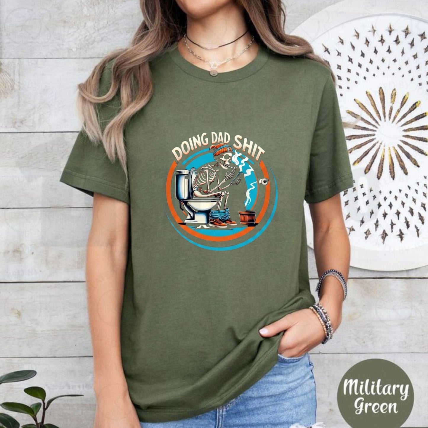 Doing Dad Shit Skull T-Shirt – Funny Dad Life Humor Graphic Tee, Cool Edgy Fatherhood Statement Shirt for Men