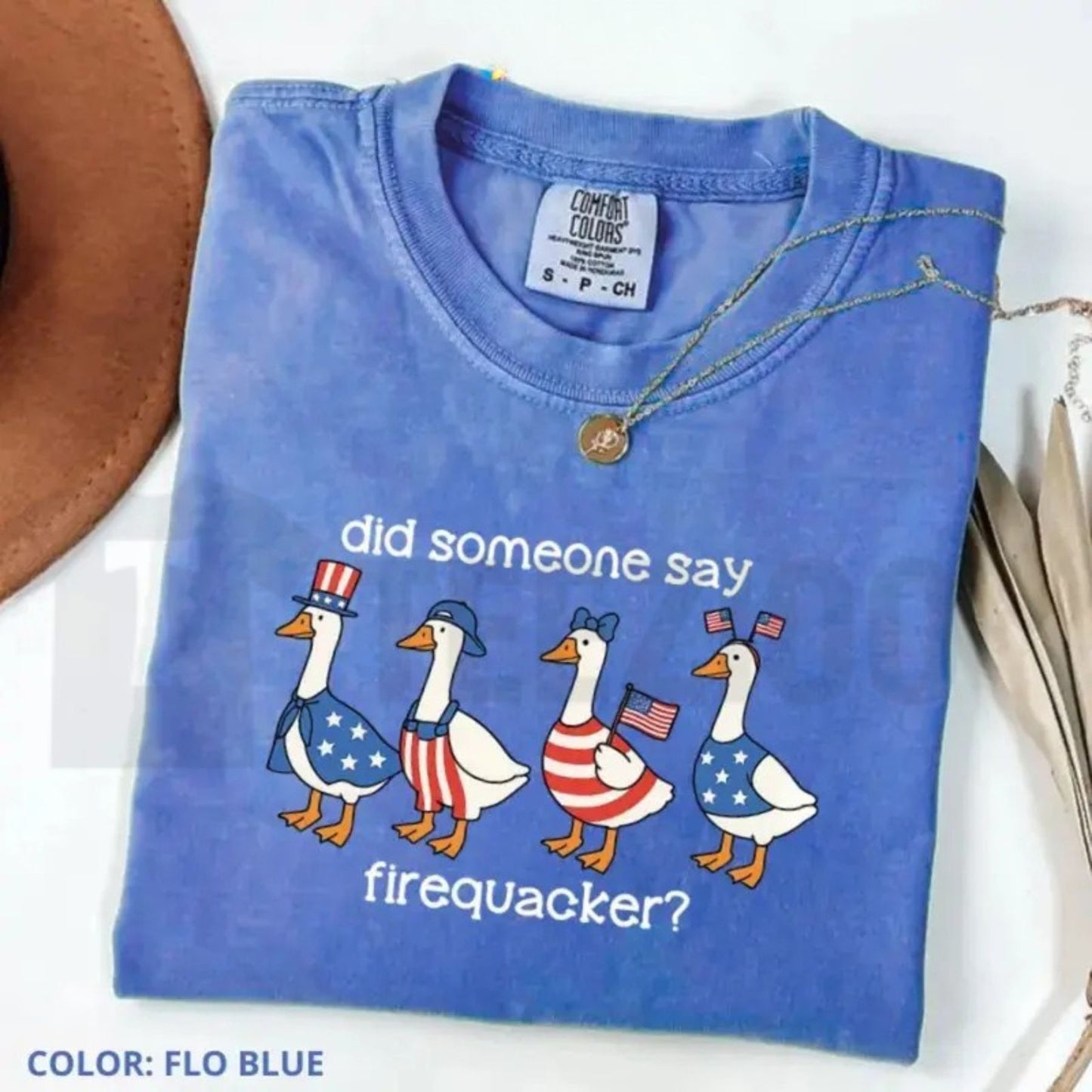 Funny Patriotic Goose T-Shirt – Firequacker 4th of July Tee, American Flag Humor Shirt
