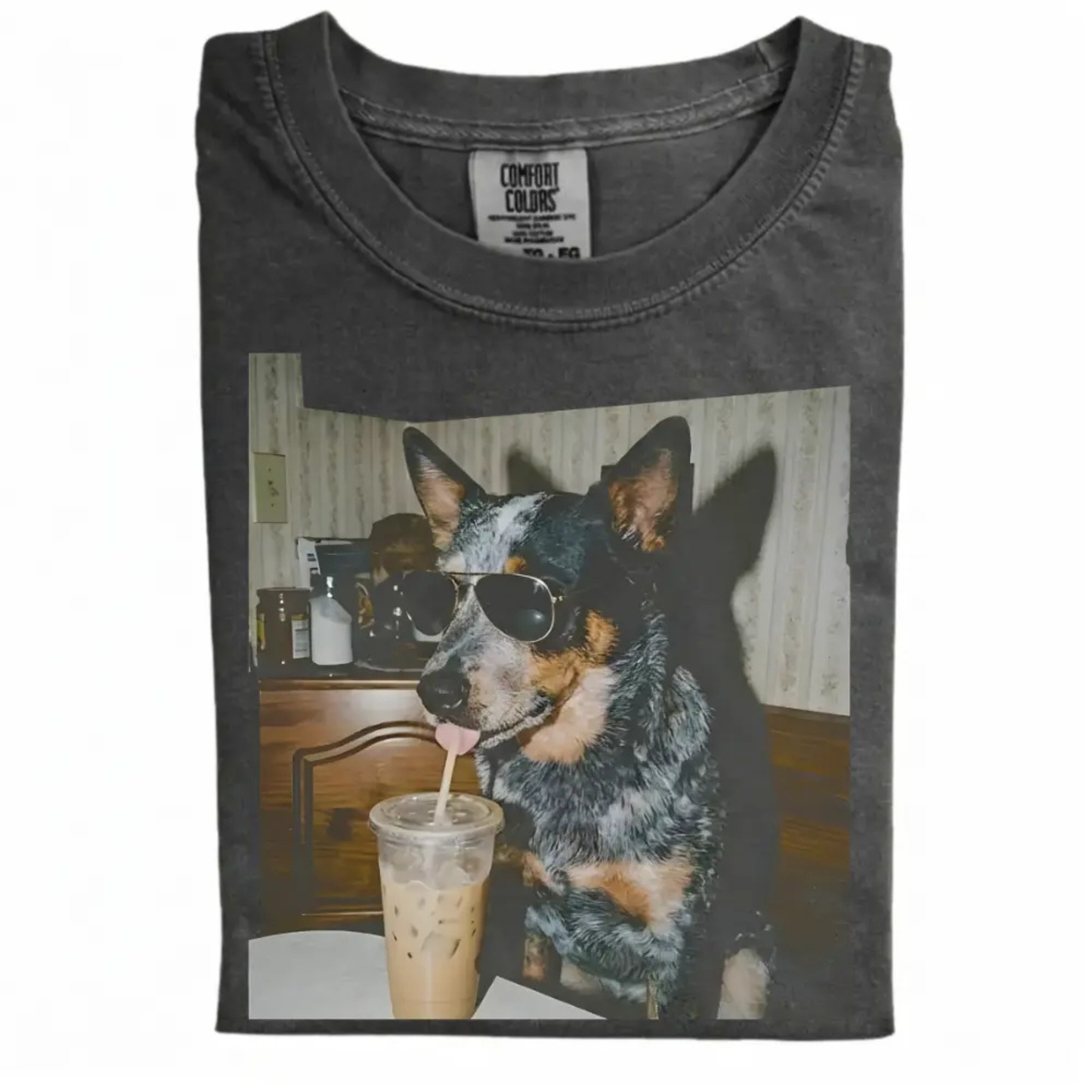 Dog Iced Coffee Tee – Vintage 90s Funny Edgy Dog Meme Shirt