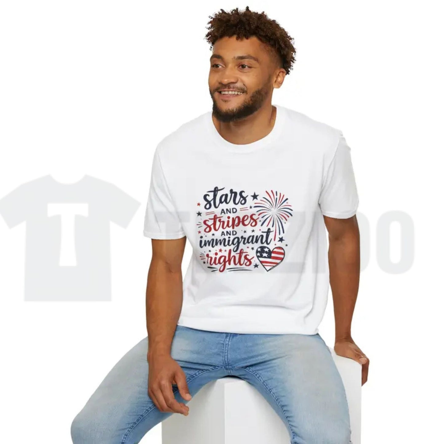 Stars and Stripes Immigrant Rights Patriotic 4th of July T-Shirt