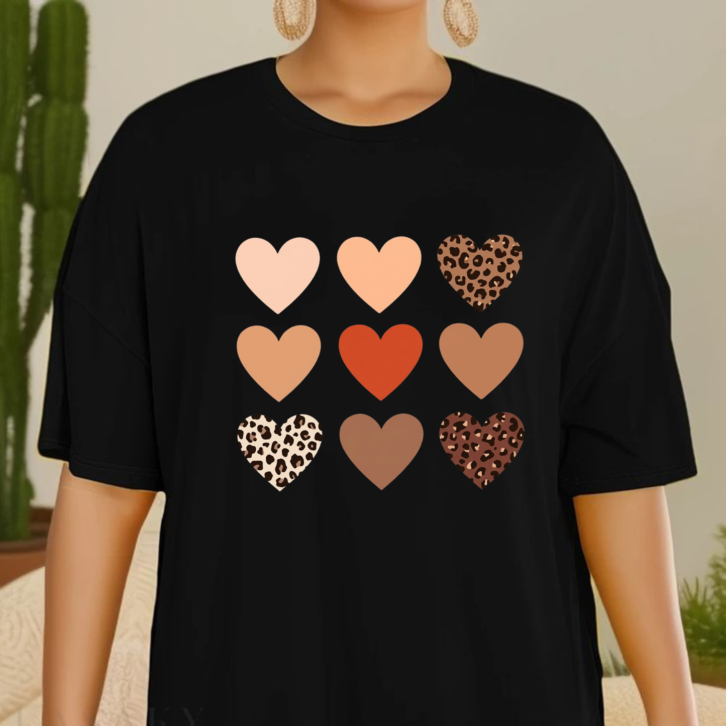 Wild Heart Women’s Leopard & Heart Print Set – Casual Summer Outfit, Lightweight Matching Set