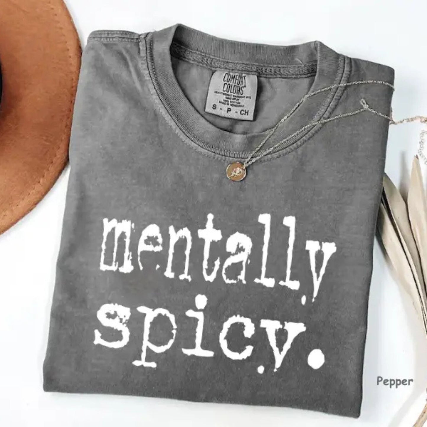 Mentally Spicy Graphic T-Shirt – Retro Sassy Funny Saying Tee, Trendy Women Humor Shirt