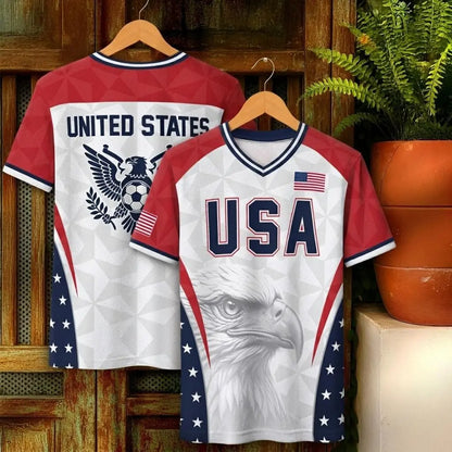 USA 2026 V-Neck Soccer Fan Jersey – Retro Football