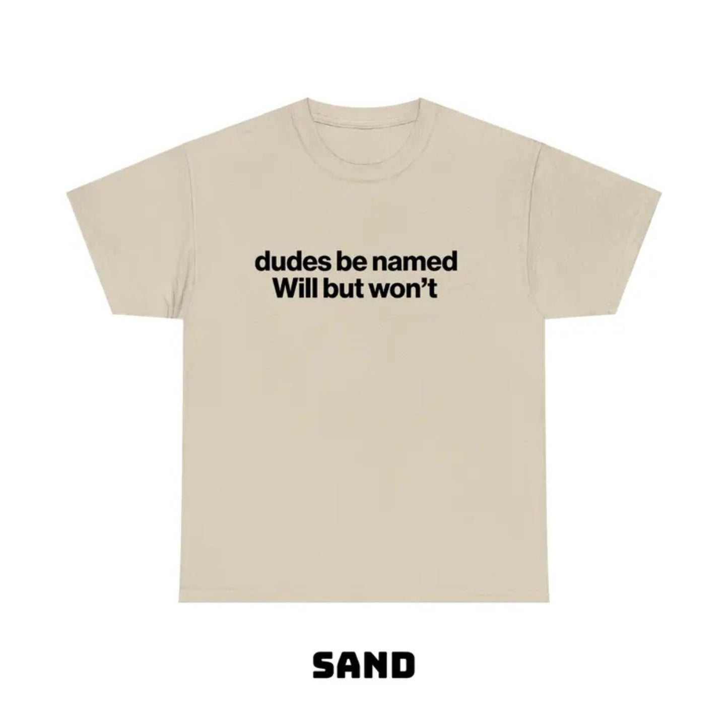 "Dudes Be Named Will But Won’t" Funny T-Shirt – Ironic Sarcastic Graphic Tee, Unisex Cotton Shirt