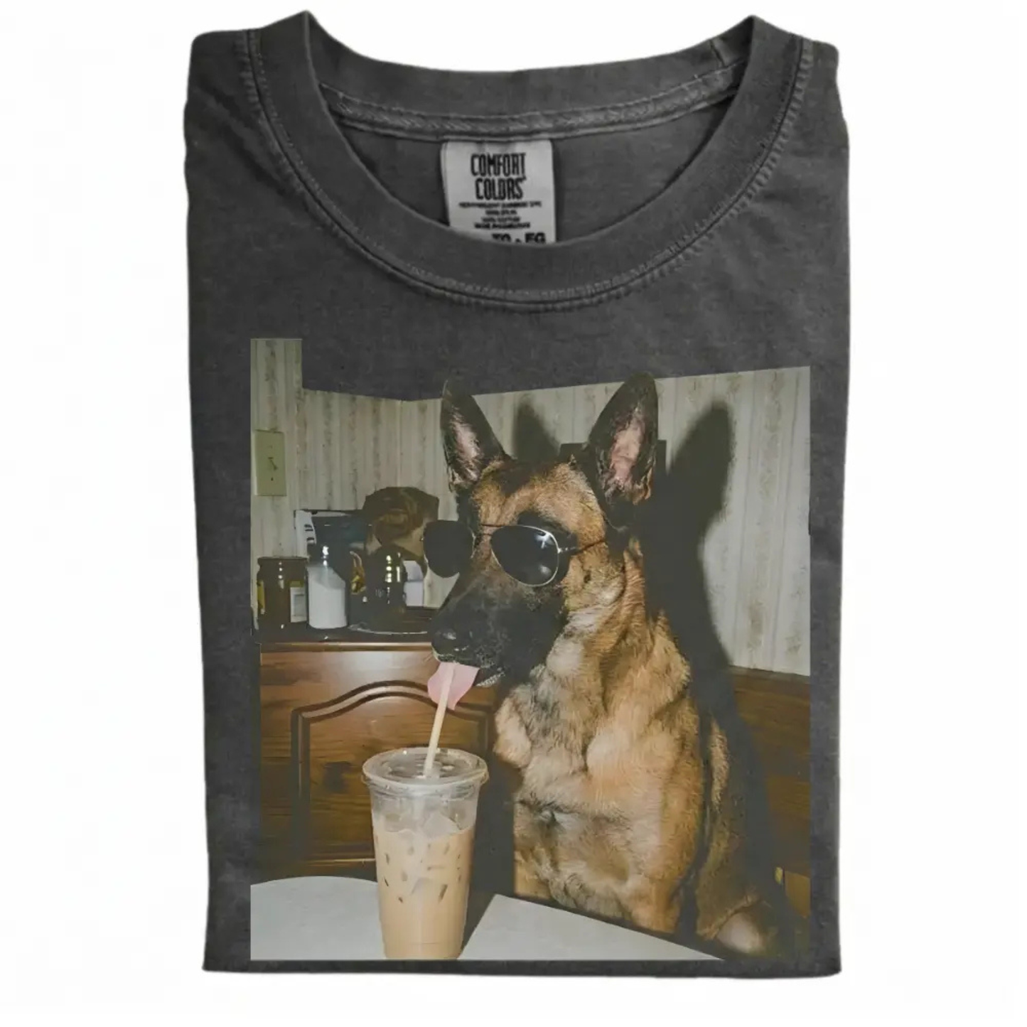 Dog Iced Coffee Tee – Vintage 90s Funny Edgy Dog Meme Shirt
